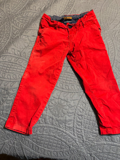 Red Pants with Adjustable Waistband, Kids 4/4T