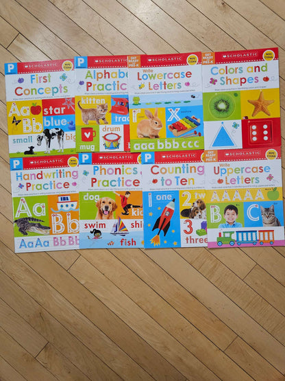 8 Scholastic wipe clean books