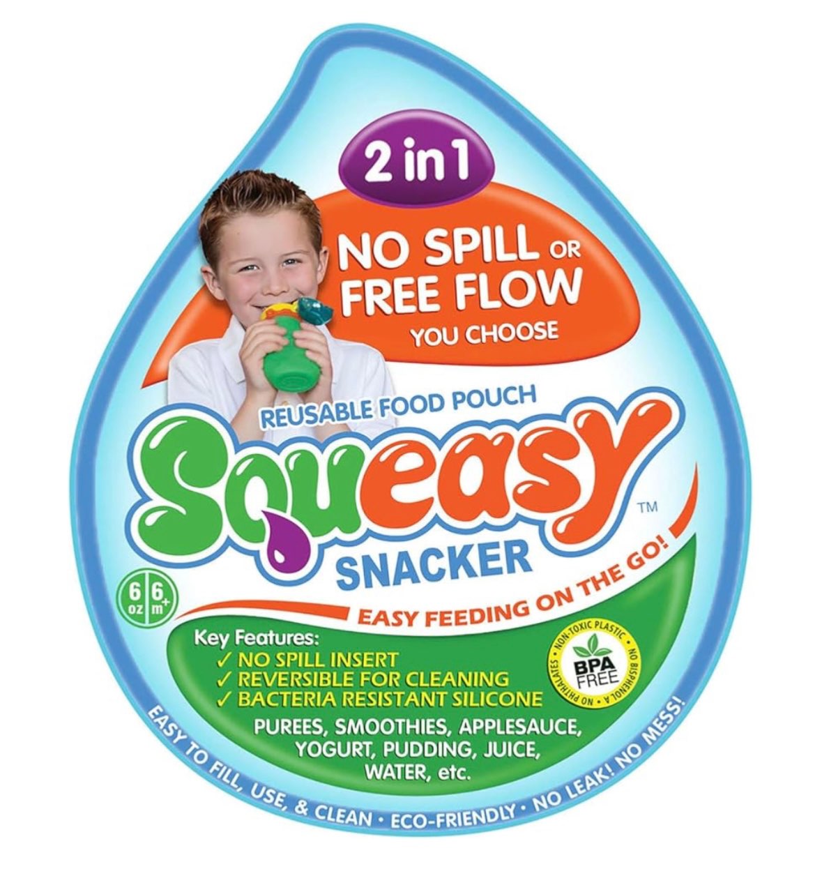 Set of 2 Purple and Teal Squeasy Snacker Bottles with 5 inserts (retails over $65.00)