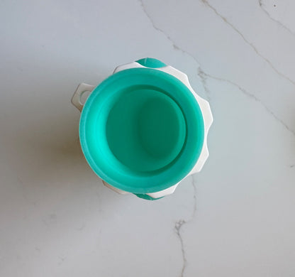 Set of 2 Purple and Teal Squeasy Snacker Bottles with 5 inserts (retails over $65.00)