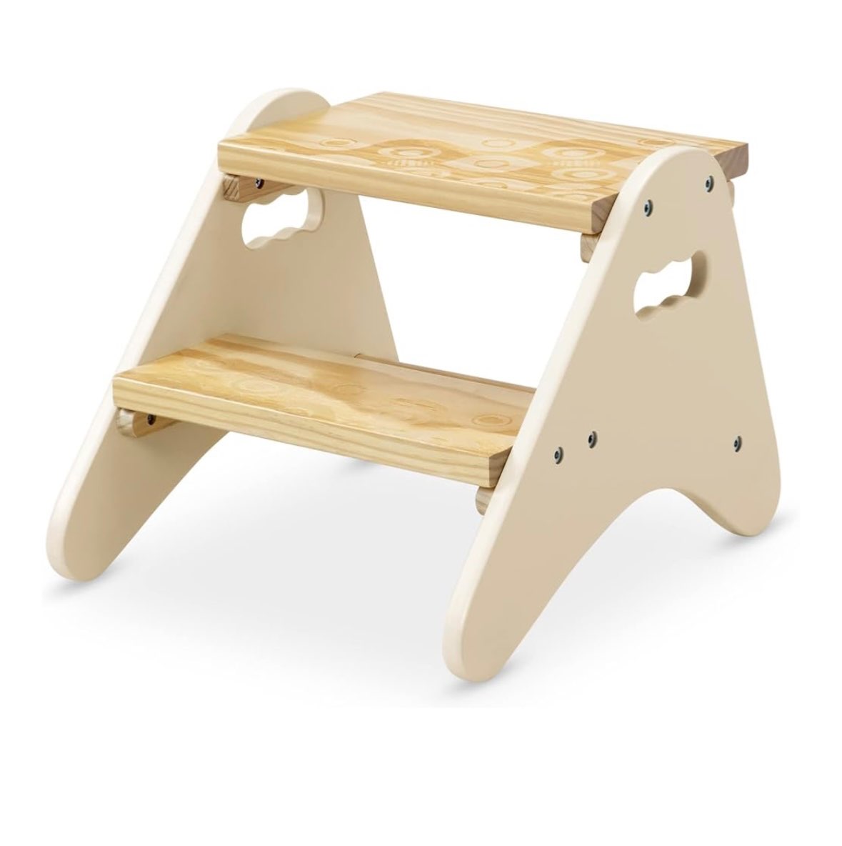 B. Toys – Step Stool for Kids – Ivory & Wood Stepping Stool - Brand New in Box