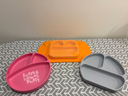 Set of 3 - Silicone eating plates (retails over $90)