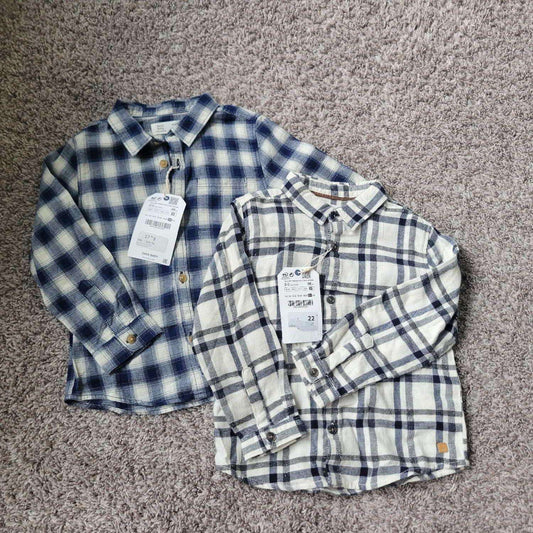 2 Zara Button Up Long sleeves Shirt 2-3T (Retail for $40.80), Kids 2T
