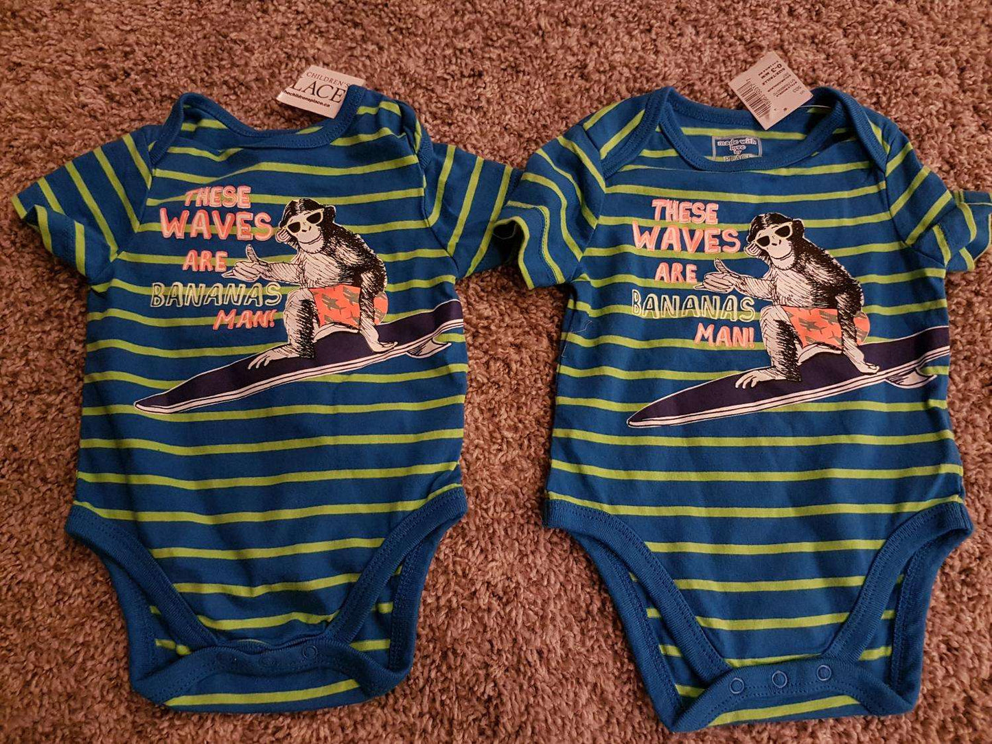 Twins  Onesies x2, Kids 3 Month (0-3M)