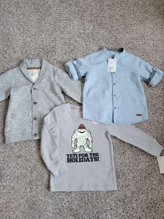 2-3T 3 Pcs Bundle ( 2 Tops and 1 Sweater) ( 2 Tops Retails $39), Kids 2T