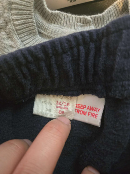 2Pcs bundle: H&M Grey Sweater 1 and half- 2T and Zara Blue Pants18-24M, Kids 24 Month (18-24M)