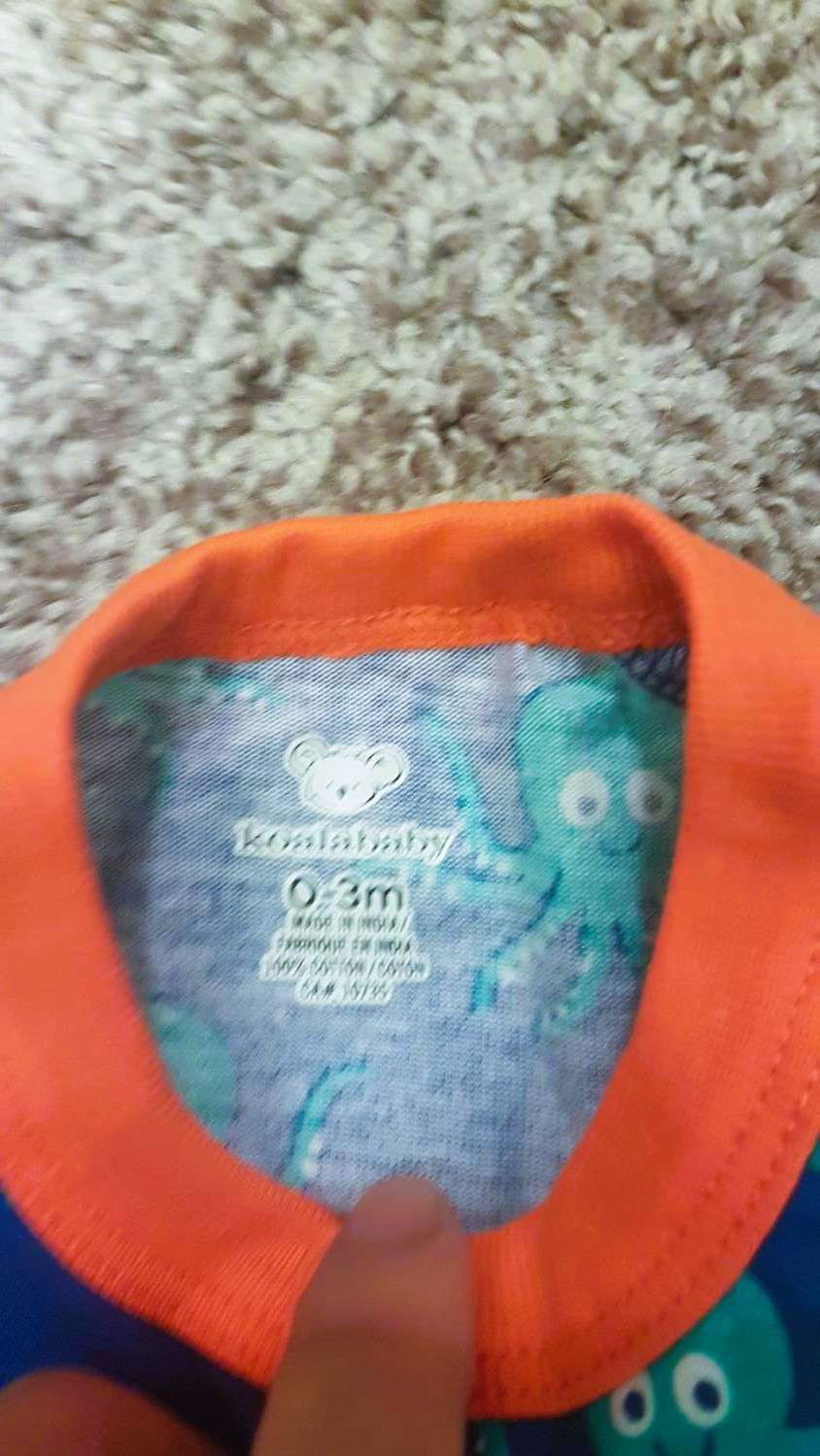 Koala Kids Octopus Print 100% Cotton One-Piece Size 3-6 Months - Blue, Kids 3 Month (0-3M)