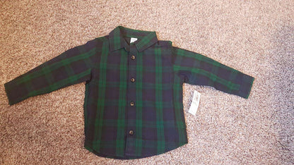 2 Pcs Outfit 18-24 M  (Brand New- Old navy flannel shirt and EUC - Zara Red Knitted Jacket), Kids 24 Month (18-24M)