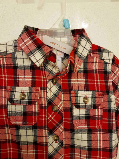 Joe Fresh Baby Boys 6 Months-12 Months (2Pc) Outfit / Button Down Shirt And Back Pants, Kids 9 Month (6-9M)