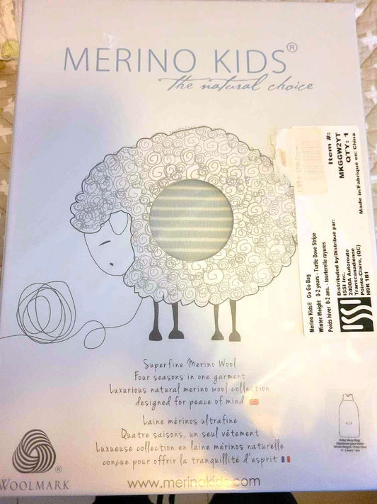 Merino Kids Duvet-Weight Baby Sleep Bag for Babies 0-2 Years, Turtle Dove Stripe ( Retails $100)