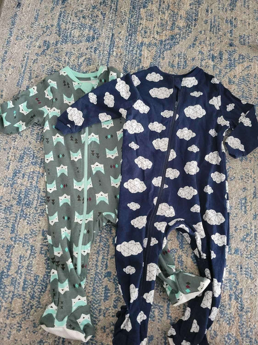 New: ZIPPYJAMZ Baby Sleepers, Organic GOTS Cotton, Footed Pajamas with Inseam Zipper (Retails $64), Kids 12 Month (9-12M)