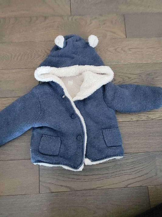 Baby GAP  Sherpa-Lined Garter Sweater-6-12M Blue, EUC and Zara Navy Quilted Sweater  EUC - 6-9 months, Kids 9 Month (6-9M)