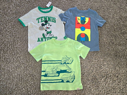 3 PCS  T Shirts all from GAP 5T (2 New Retails 12.99 and $29.95) and 1 EUC, Kids 5/5T (extra small)