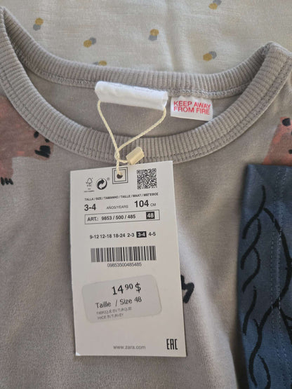 4 Brand New Shirts from Zara 3-4T (Retails$67.60), Kids 3T