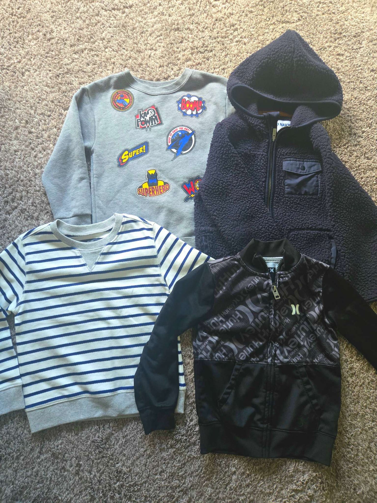 4 Sweaters Bundle 5T Hurley, Carters, Old Navy, Kids 5/5T