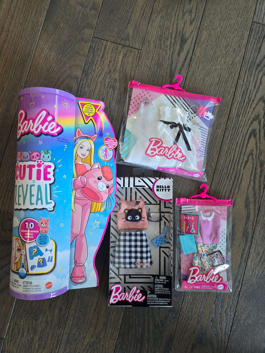 BARBIE CUTIE reveal ( Retails $49.99) with 3 sets of clothing