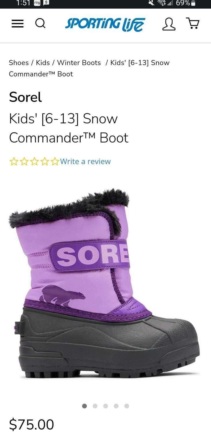 Sorel Toddler Snow Commander Winter Purple Boots Size 8