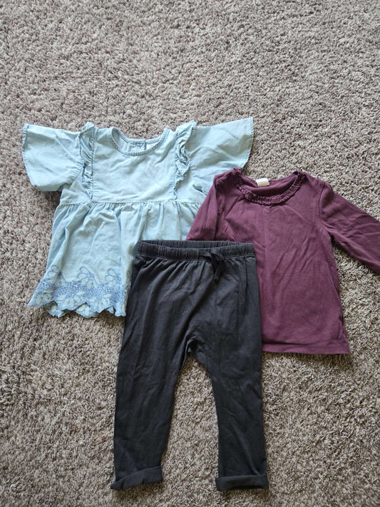 3 Pcs Outfits ( 2 tops and 1 pants) 2-3T from H&M and Zara, Kids 2T