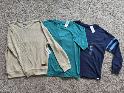 3Pcs Brand New Tops 8T- 2Long Sleeves and 1 T shirt  (GAP and Old Navy), Kids 8