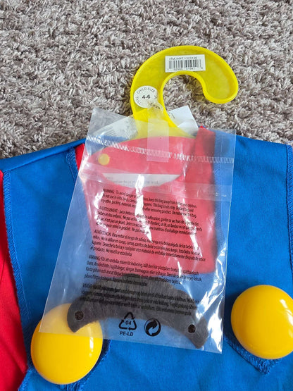 Mario Costume - 4-6T, Kids 4/4T