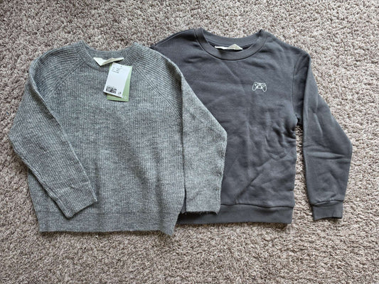 2 Grey Tops H&M- Brand New and EUC H&6-7, Kids 6/6X