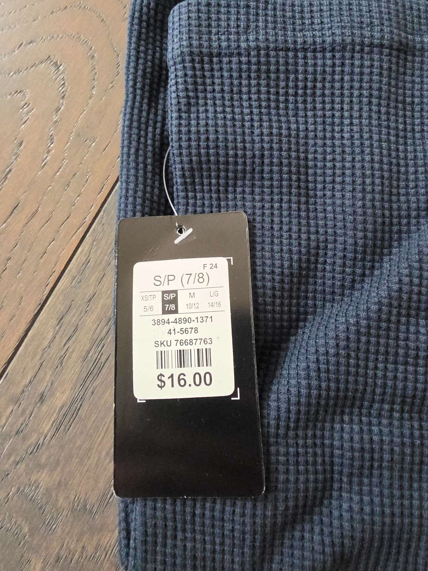 Brand New Urban Kids- Navy waffle Long Sleeves 7/8, Kids 7