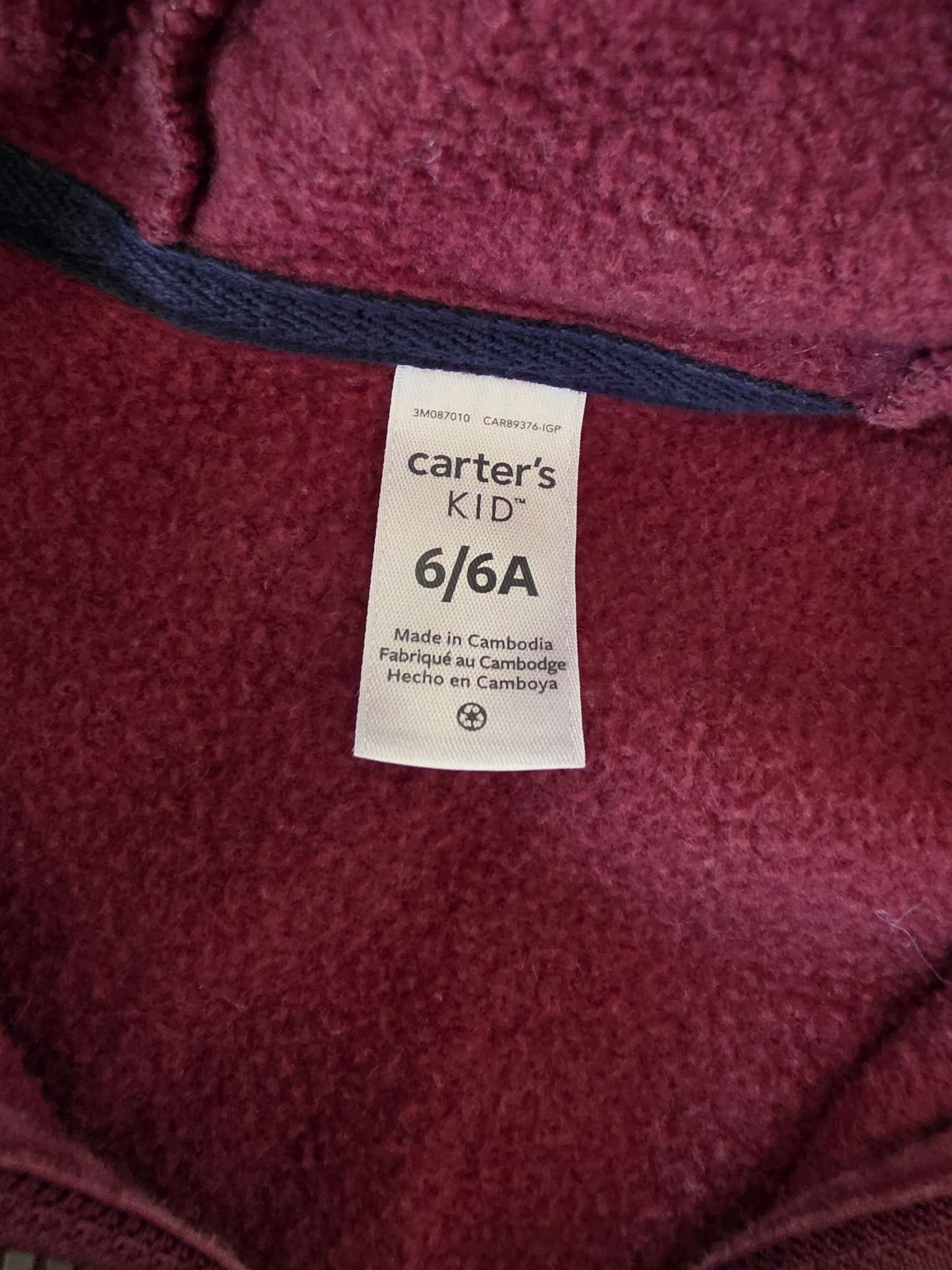 VGUC Red Carters ZIP UP 6T, Kids 6/6X