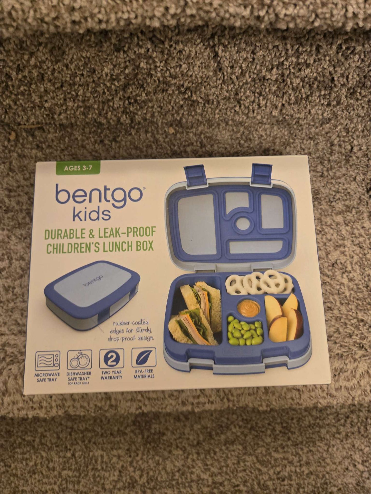 Bentgo® Kids Bento-Style 5-Compartment Lunch Box - Ideal Portion Sizes for Ages 3 to 7 - Leak-Proof, Drop-Proof, Dishwasher Safe, BPA-Free, & Made with Food-Safe Materials (Blue)