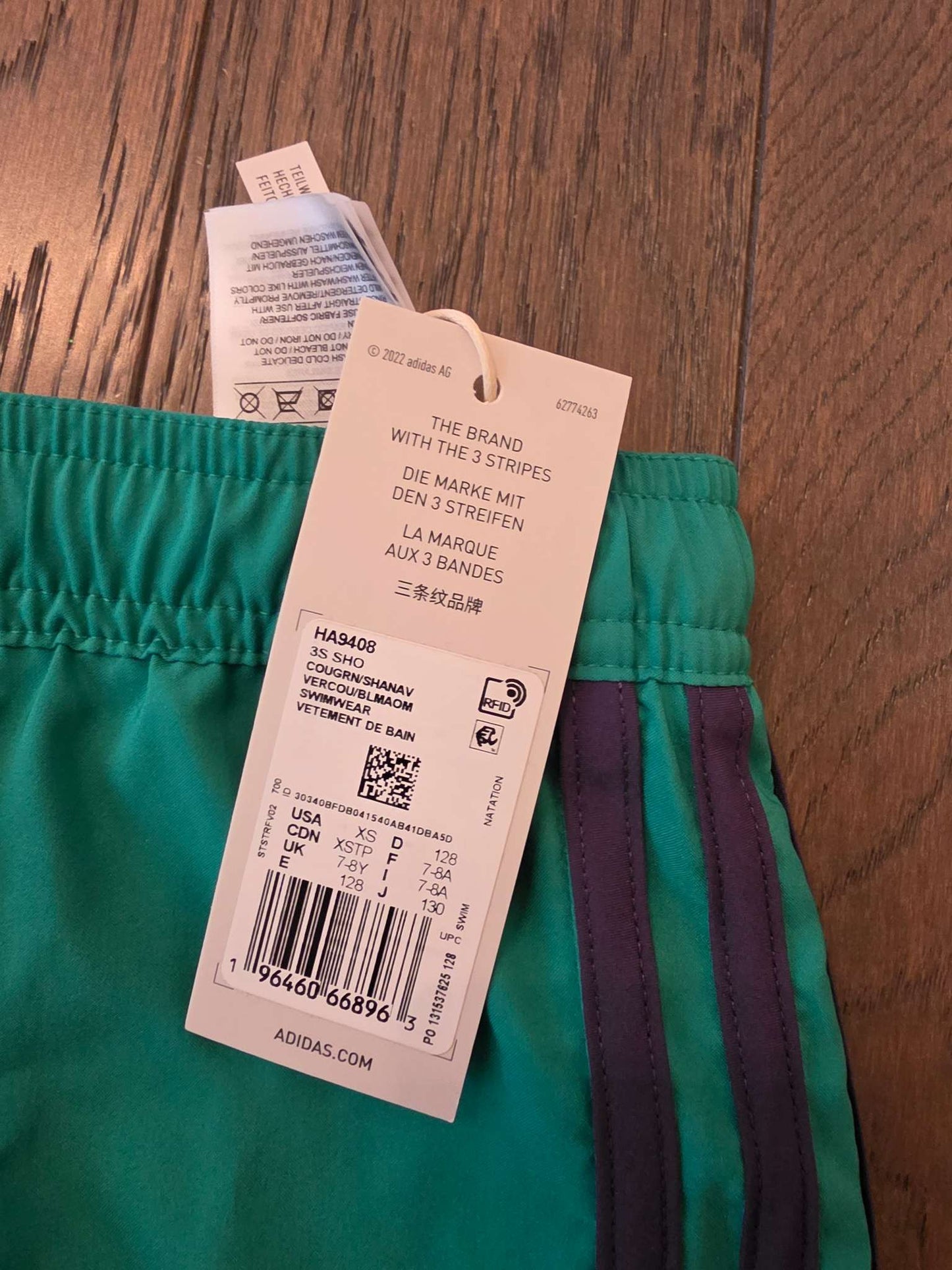 Brand New- Adidas Green Swimming Shorts XS, Kids 7