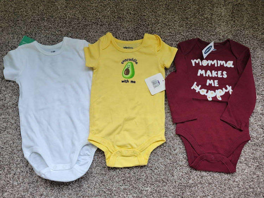 3 Onsies (From H +M , Old Navy and Indigo baby), Kids 9 Month (6-9M)