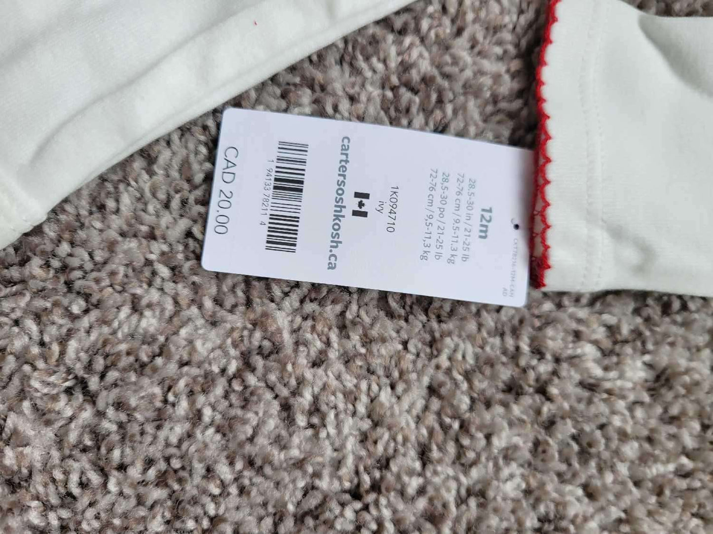 Carters Valentines Outfit (Retail for $20.00), Kids 12 Month (9-12M)