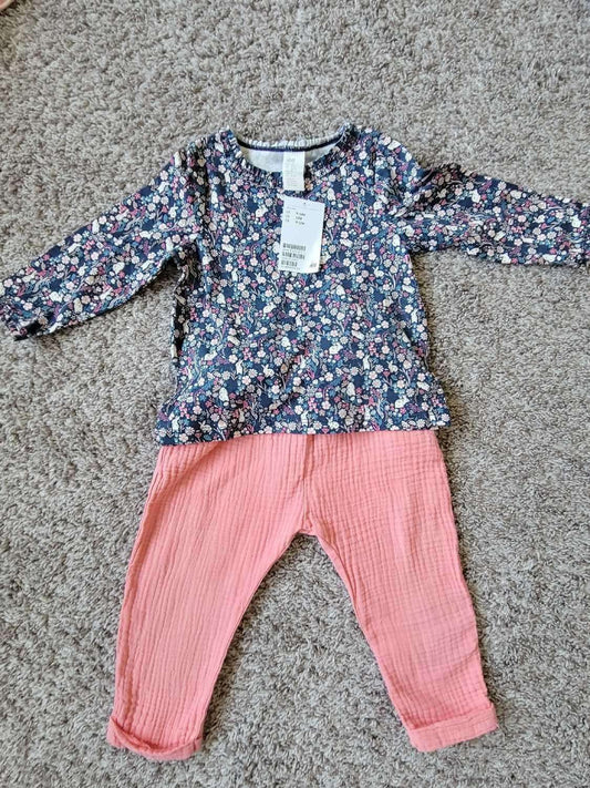 2 Pcs Outfit - New H&M Top and EUC Zara Pants 9-12 months, Kids 12 Month (9-12M)