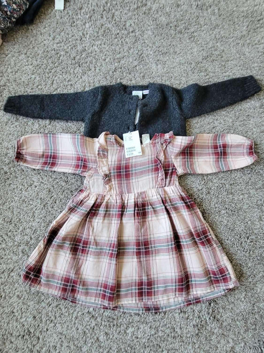 2 Pcs Outfit- H&M Dress and Zara Cardigan, Kids 12 Month (9-12M)