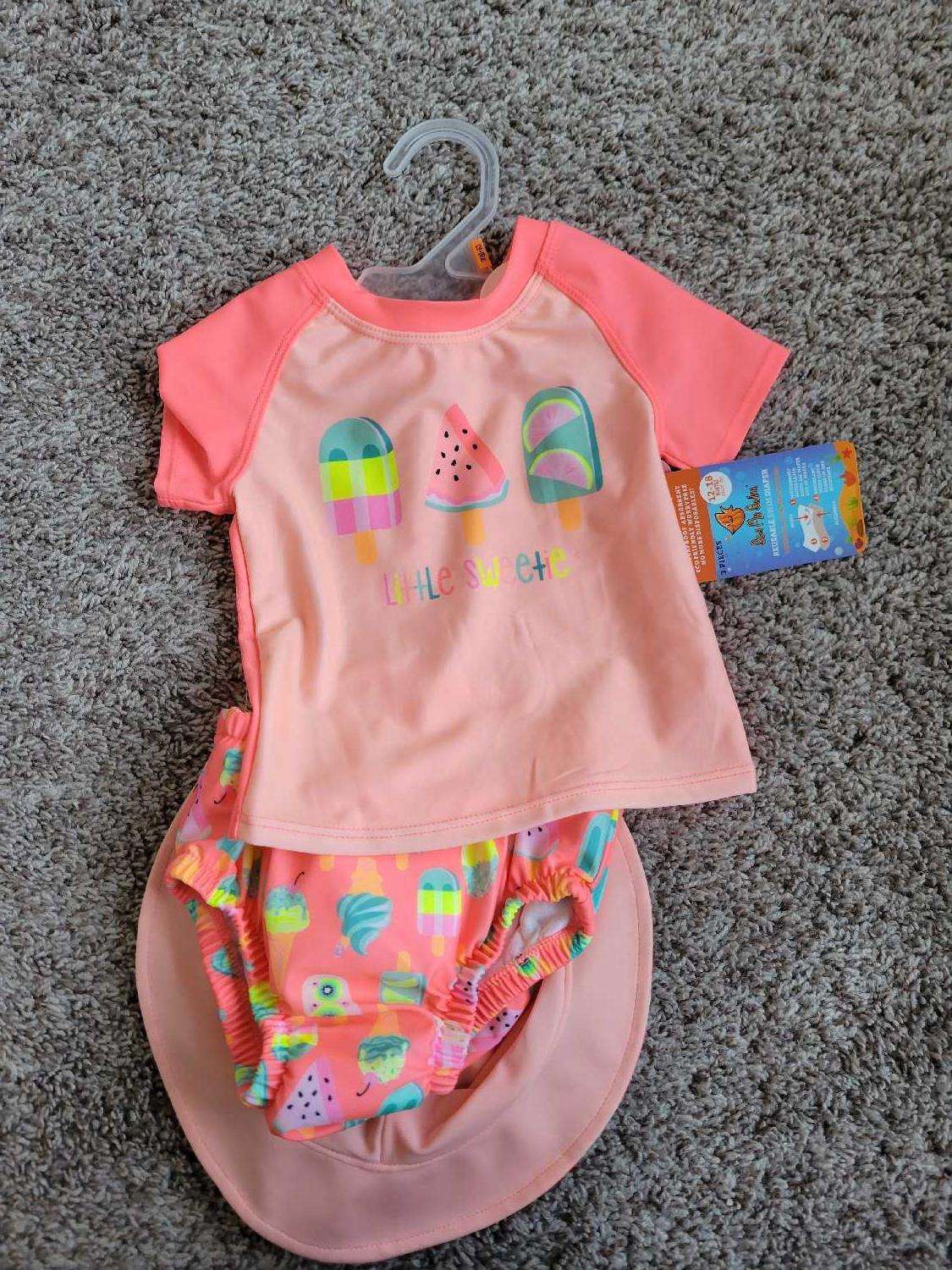 3 piece UV swimsuit 12-18M Includes diaper cover, hat and top ( Retail for $20.00), Kids 18 Month (12-18M)