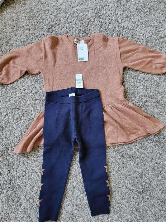 2Pcs: H&M Dress and GAP Leggings, Kids 24 Month (18-24M)