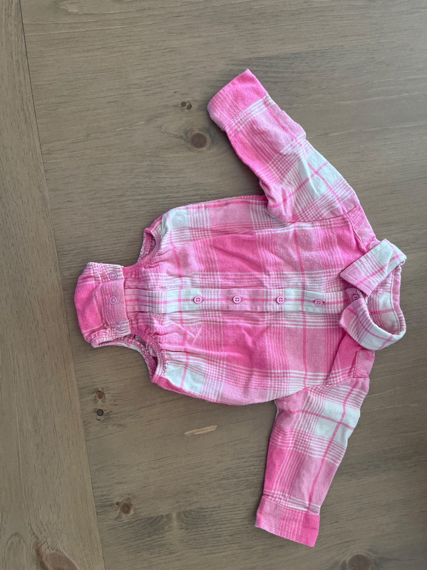 Baby Girls Pink Plaid Onesie , Kids 6 Month (3-6M)