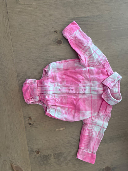 Baby Girls Pink Plaid Onesie , Kids 6 Month (3-6M)