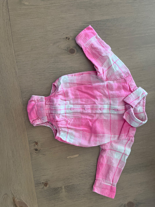 Baby Girls Pink Plaid Onesie , Kids 6 Month (3-6M)
