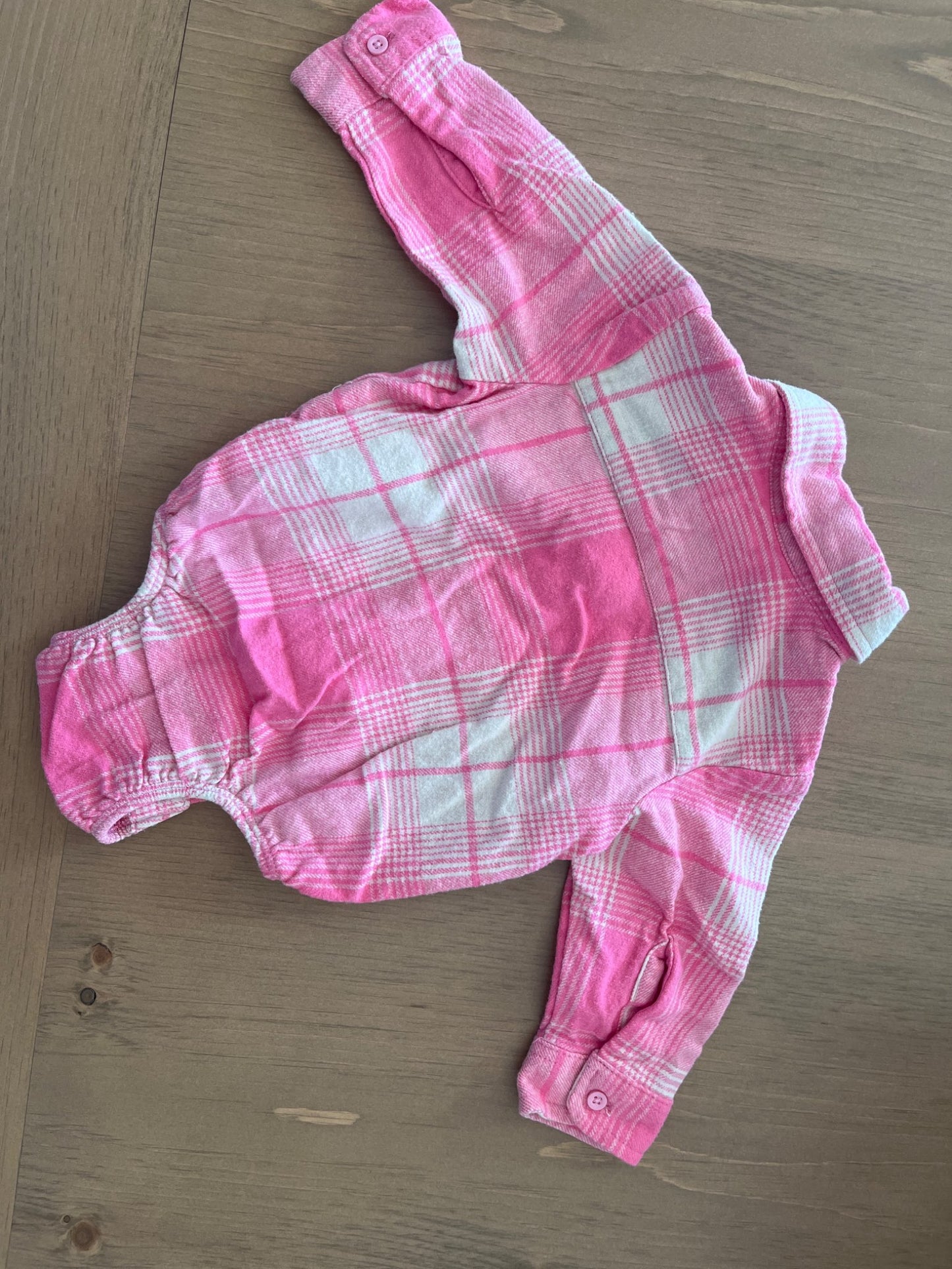 Baby Girls Pink Plaid Onesie , Kids 6 Month (3-6M)