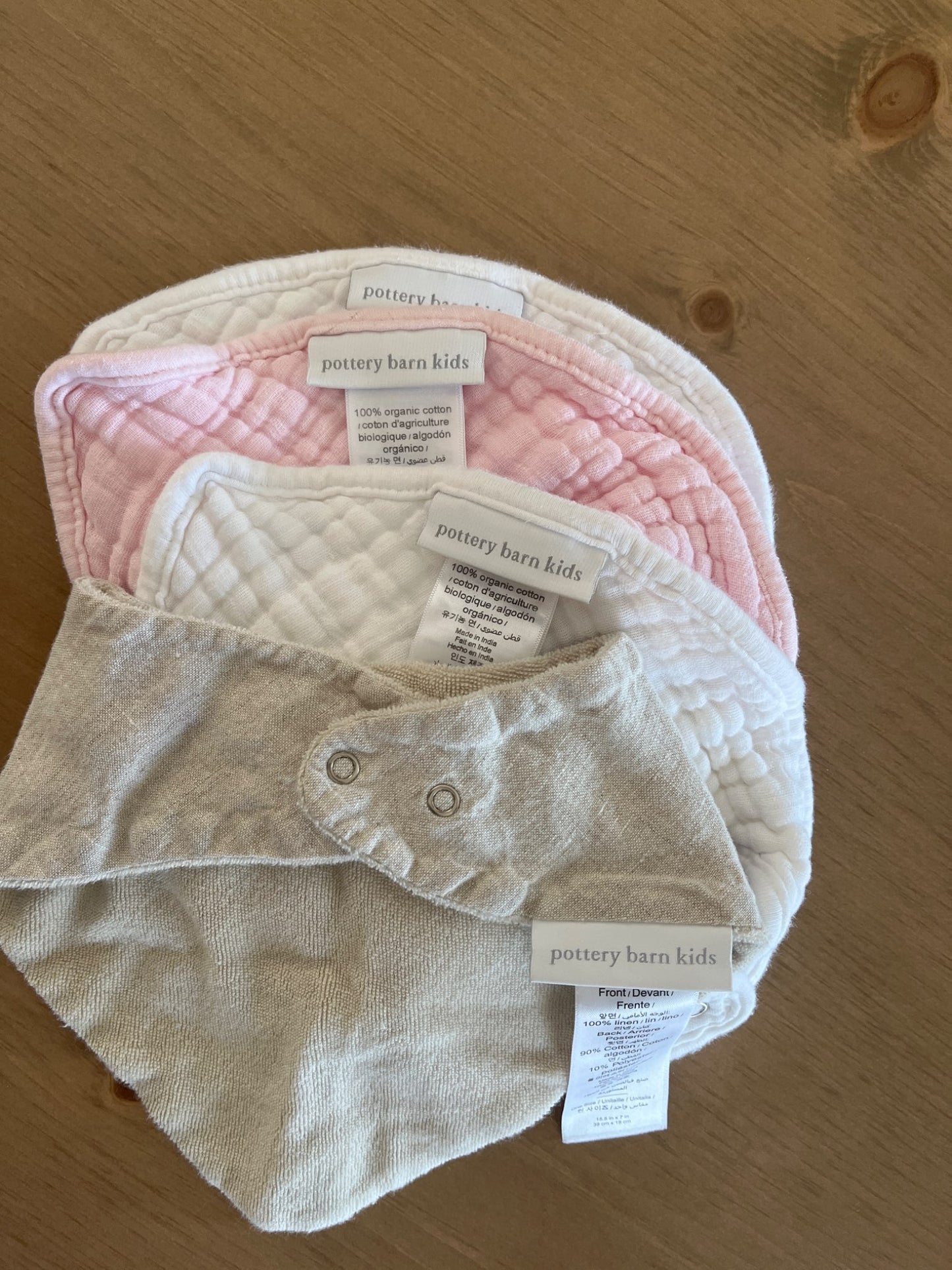 Pottery Barn Muslin & Organic cotton Bib Set , Kids 6 Month (3-6M)