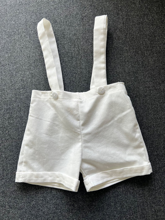 Infant/toddler shorts with button adjusted shoulder straps, worn once, great for baptism, Kids 12 Month (9-12M)