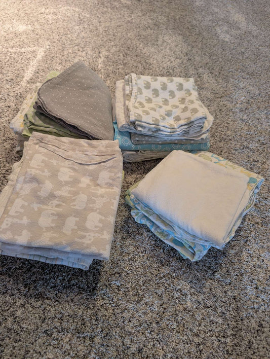 Assorted Baby Burp Cloths/Receiving Blankets