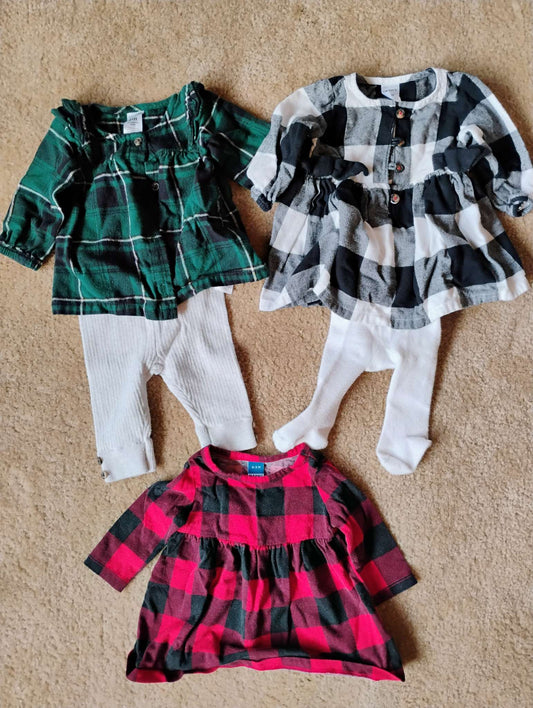 Holiday plaid outfits, Carter's and Old Navy -0-3M, Kids 3 Month (0-3M)