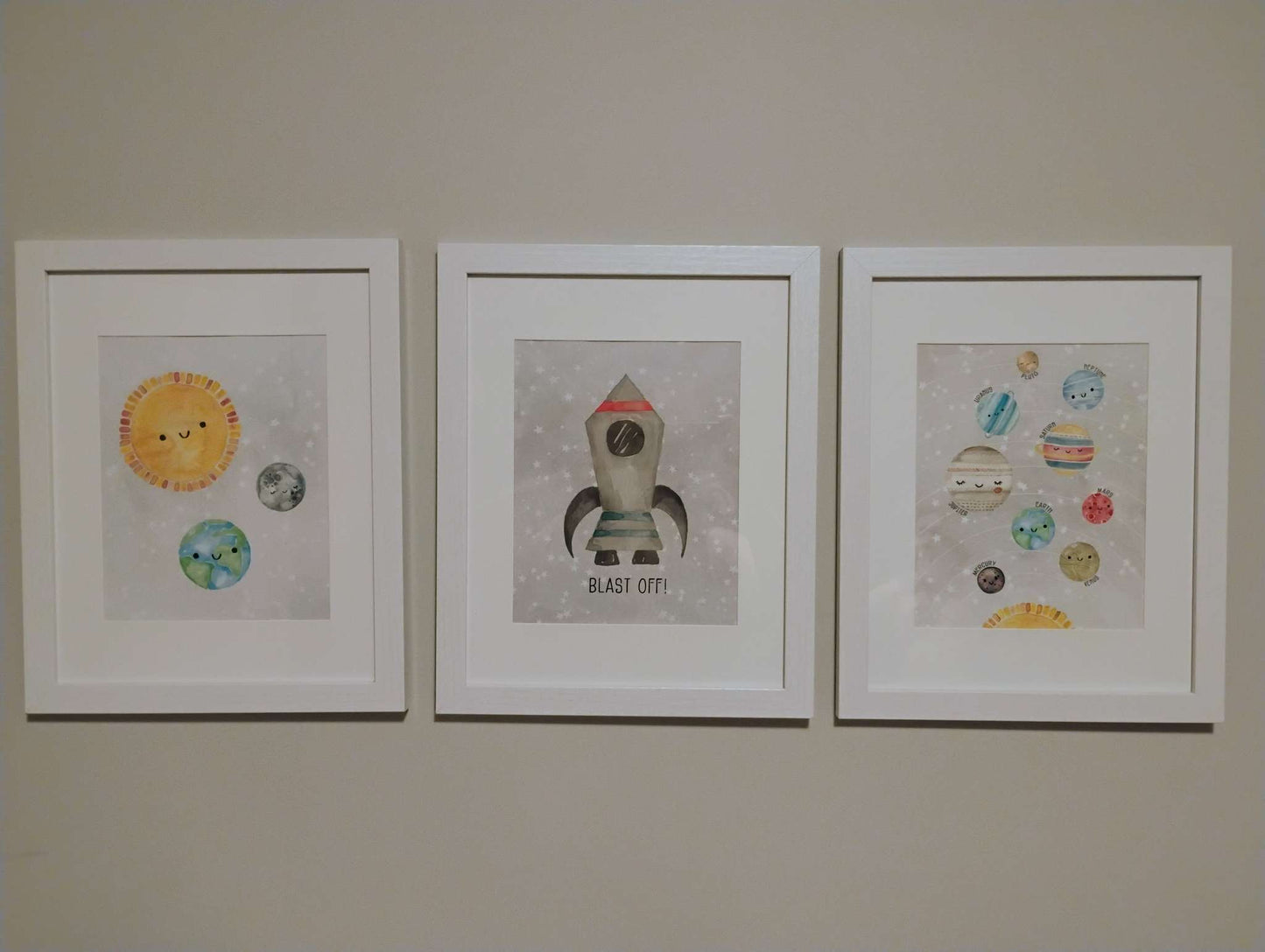 Set of 3 Space nursery artworks