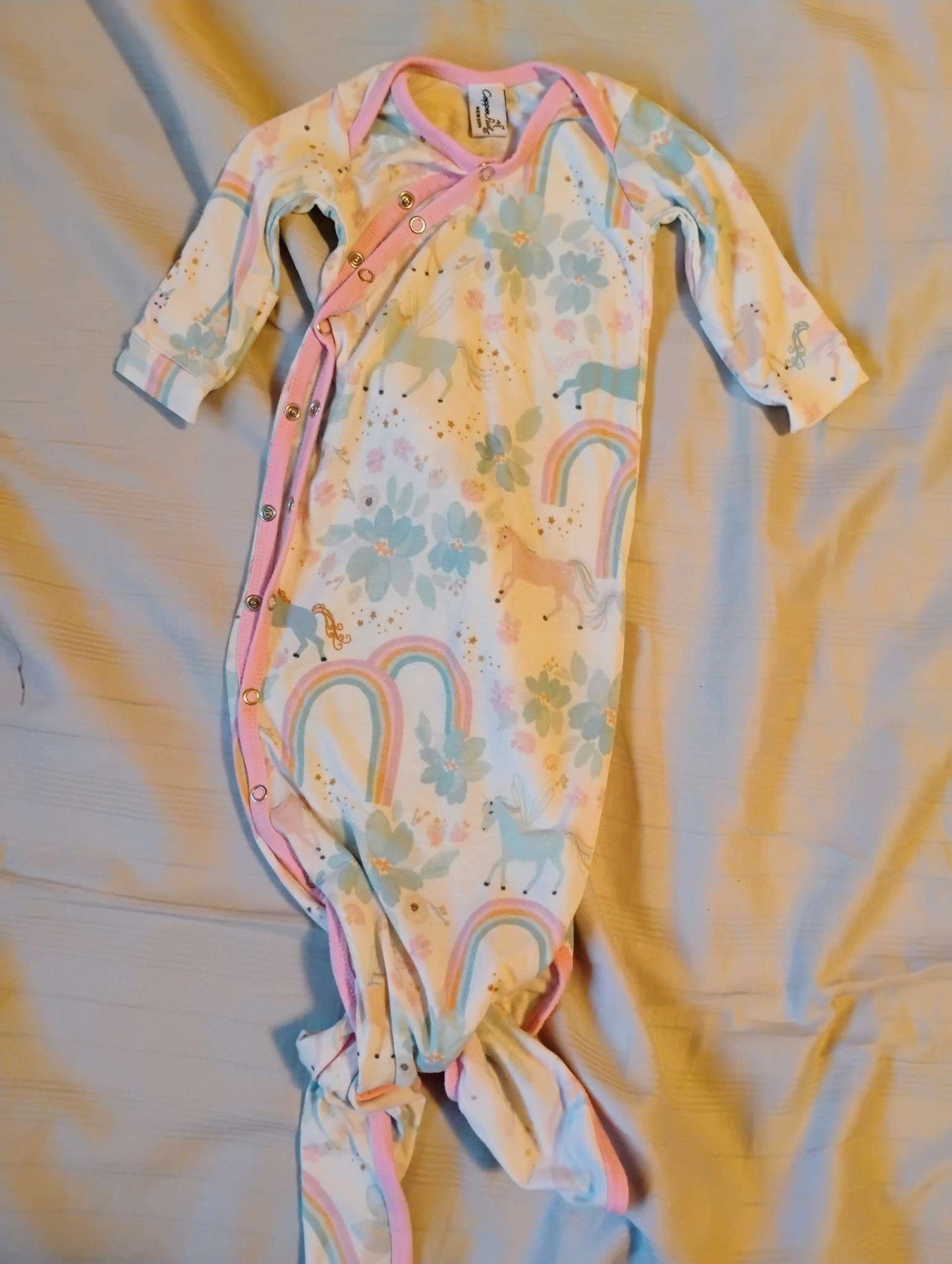 Copper pearl knotted gown newborn size whimsy print, Kids Newborn