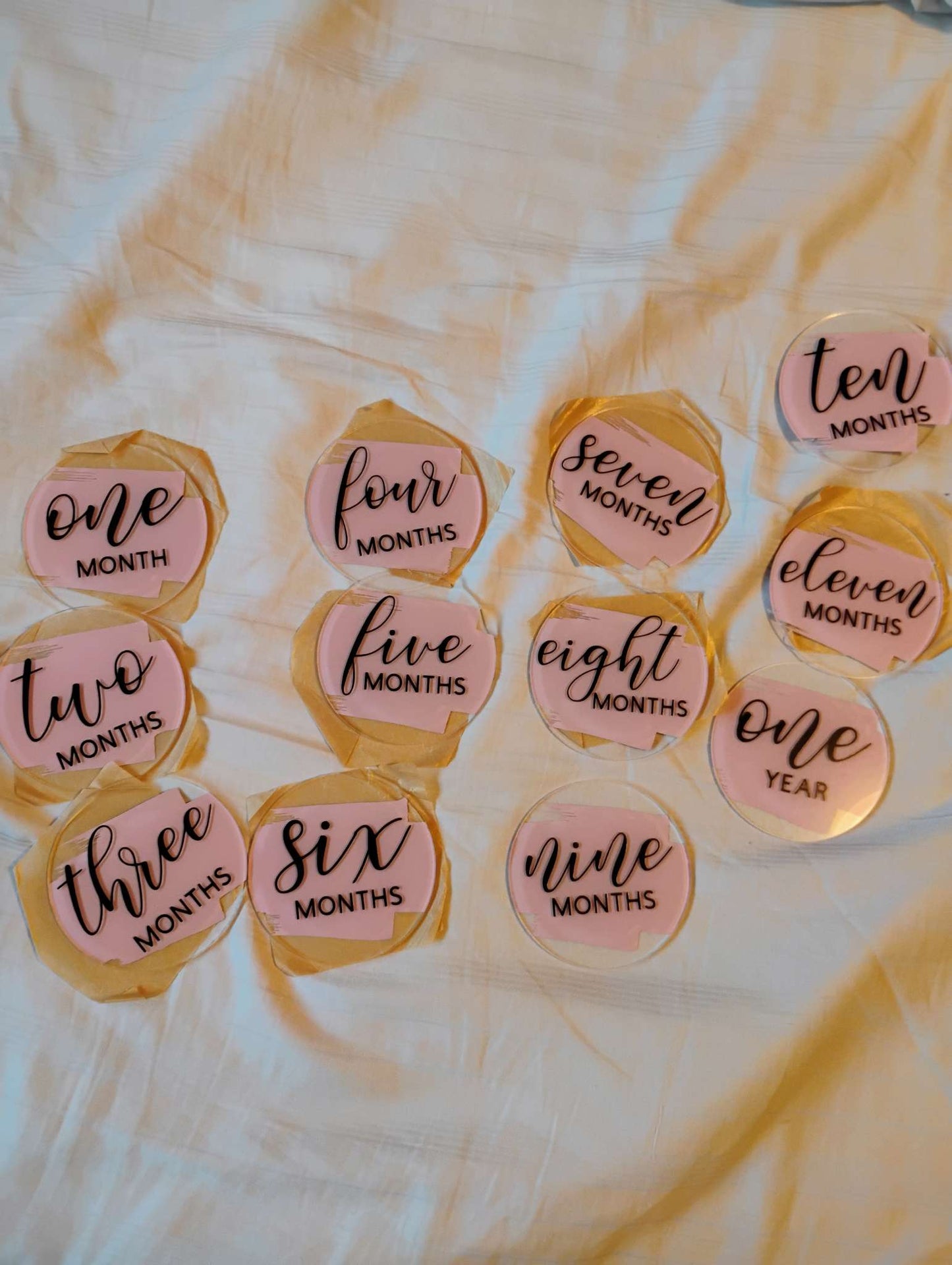 First year rose acrylic milestone month signs