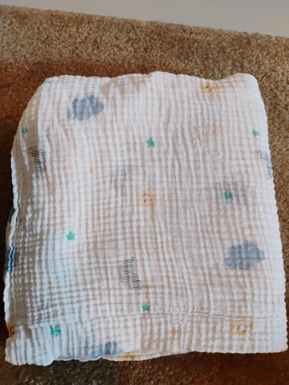 Lulujo muslin blanket stars and moon