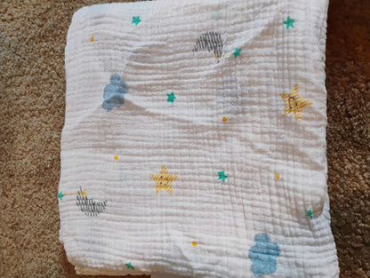 Lulujo muslin blanket stars and moon