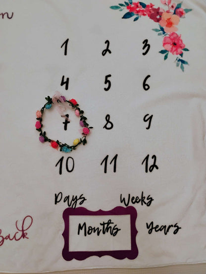 Love you to the moon milestone blanket