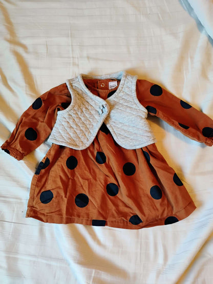Carter's brown poka dot dress with best 6-9 months , Kids 9 Month (6-9M)